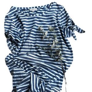 Anthropologie Jane and Delancey Blue and White‎ Striped 100% Cotton Shirt Dress
